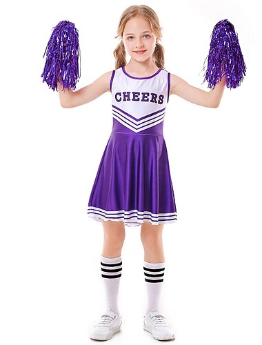  Mädchen Cheerleader Tänzer Aufführung Tanzen Kleid Mehre Accessoires Klassisch & Zeitlos Polyester Hellrot Schwarz Blau Kleid Socken Zubehör-Set