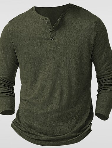  Men's Button T Shirt Henley Shirt Tee Top Long Sleeve Shirt Long Sleeve Henley Summer Plain Fashion Designer Basic Buttons Vacation Street Going out Wine Black White Top Tee for Men