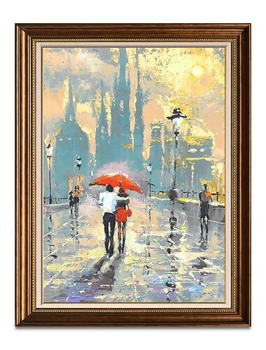  手作り油絵キャンバス壁アート装飾印象ヴィンテージロシアストリートシーン風景家の装飾のためのロールフレームレス未延伸絵画