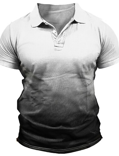  Herren Sport-Polo Poloshirt Casual Festtage Kargen Kurzarm Modisch Basic Farbverlauf Taste Sommer Regular Fit Wein Weiß Grau Sport-Polo