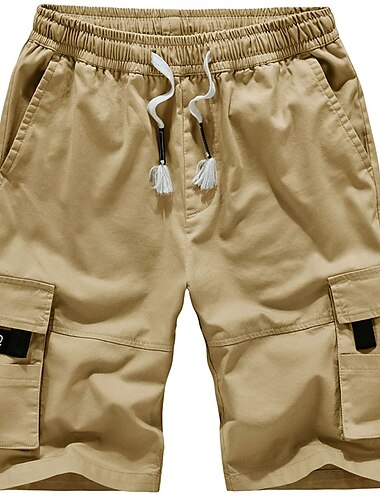 Herren Taktische Shorts Cargo-Shorts Shorts mit Camouflage-Muster Sommershorts Kordelzug Elastischer Bund Einfarbig Tarnung Ripstop Atmungsaktiv Schwarz Armeegrün