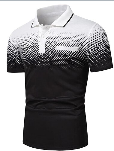  Hombre polo deportivo POLO Casual Festivos Diseño Manga Corta Moda Básico Bloque de color Botón Bolsillo Verano Ajuste regular Vino Blanco Negro-Blanco Gris polo deportivo