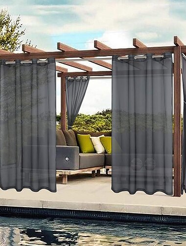  Cortina de privacidad impermeable para exteriores, cortinas corredizas para patio, cortinas de granja, cortinas de pérgola con ojales para mirador, balcón, porche, fiesta, hotel, 1 panel