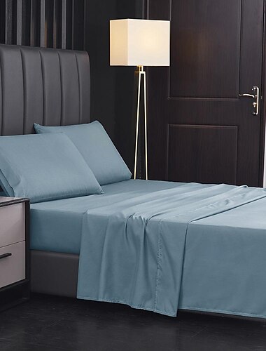  4 Pieces Bed Sheet Set Super Soft Microfiber Hotel Luxury Egyptian Sheets 14/18 Inch Deep Pocket Wrinkle Free