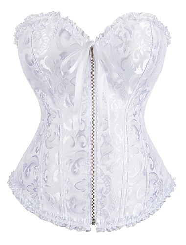  Rokoko Punk & Gothic Mittelalterlich Überbrustkorsett Unterwäsche Bustier Reißverschluss 12 Plastikknochen Damen königlich Hochzeit Hochzeitsgast Karneval von Venedig Erwachsene Korsett