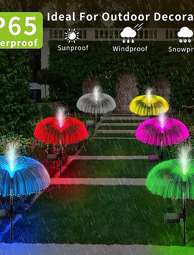  2 sztuk led z włókna słonecznego meduza światła zmiana koloru rgb światło ogrodowe słoneczne zewnętrzne wodoodporne oświetlenie trawnika willa dziedziniec chodnik park dekoracja trawnika lampa