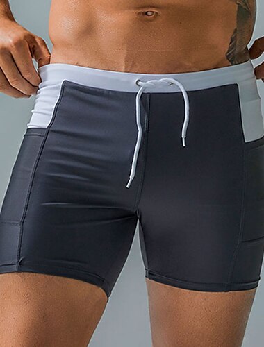  Herren Bademode Badehose Schwimmshorts Boxer-Badeshorts Shorts Kurze Hosen Glatt Komfort Atmungsaktiv Outdoor Täglich Ausgehen Sport Hawaiianisch Schwarz Blau