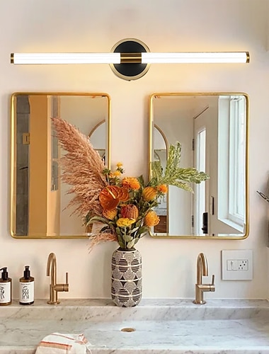  oświetlenie toaletki 21.5" ip20 lustro przednie światła żelazo akryl czarny moda domowa chowany łazienka anti-fog toaletka led lustro szafka lampa światła do kąpieli