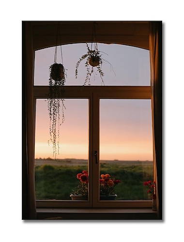  Landschaft Wandkunst Leinwand das Fenster moderne Kunst Landschaft Heimdekoration Dekor gerollte Leinwand ohne Rahmen ungerahmt