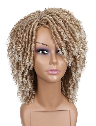  parrucca dreadlock parrucche a torsione corta per donne nere e uomini parrucca sintetica riccia afro