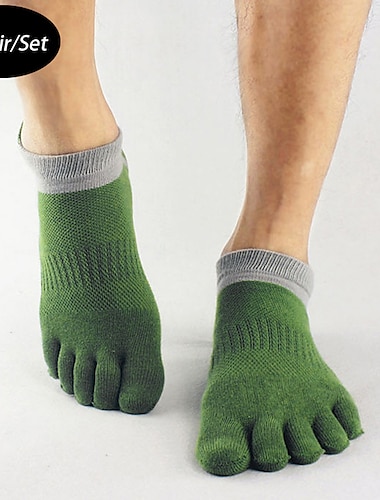  Hombre 3 pares Calcetines hasta el Tibio Calcetines con Dedo Calcetines Cortos Negro Blanco Color Bloque de color Ropa Cotidiana Vacaciones Fin de semana Malla Medio Verano Primavera & Otoño Elegante