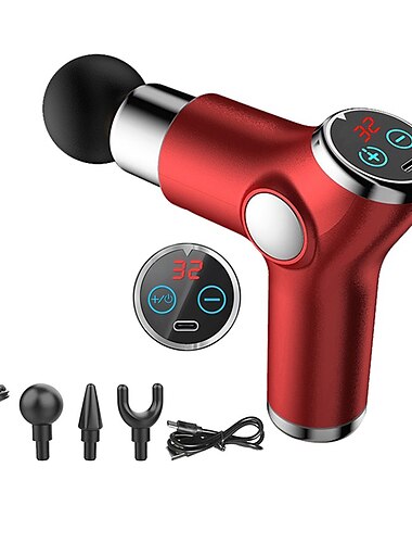  högfrekvent massagepistol mini lcd 32 hastigheter fascia pistol muskelmassager avslappning kropp slappna av fitness