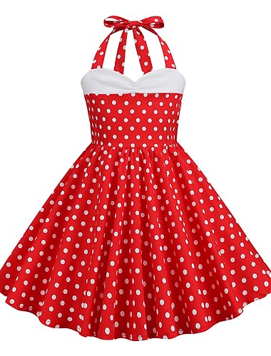  50er Jahre A-Linienkleid Retro Vintage 1950er Swingkleid Schlagkleid Mädchen Kinderkostüm Vintage Cosplay Freizeitkleid