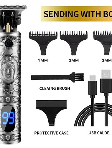  Joululahjat miehille hiustenleikkurit miehille oupool ammattilaisen langaton hiustreitseri - sähköinen T-terä partatrimmeri partahöylä reunaleikkuri zero gapped miesten grooming-setti ladattava LCD