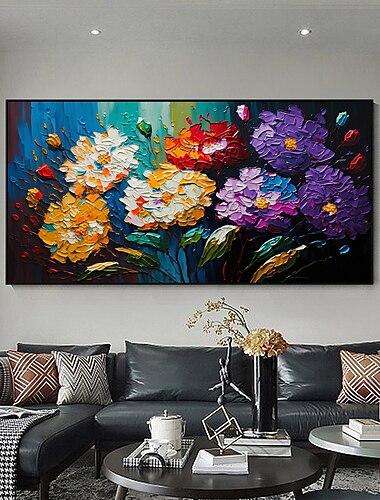  pintura a óleo artesanal lona decoração da arte da parede pintura original flor pintura paisagem floral abstrata para decoração de casa com moldura esticada/sem pintura de moldura interna