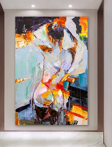  olieverfschilderij handgemaakte handgeschilderde kunst aan de muur abstracte mensen canvas schilderij woondecoratie decor uitgerekt frame klaar om op te hangen
