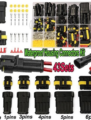  708PCS 1-6Pins  HID Waterproof Connectors 43 Sets Car Marine Seal Electrical Wire Connector Plug Truck Harness 300V 12A Kit