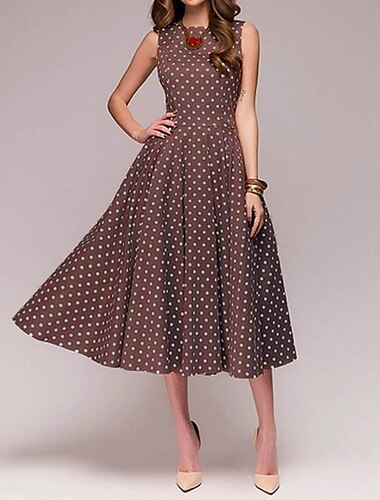  50er A-Linie Kleid Retro Vintage 1950er Swing Kleid Flare Kleid Damen Kostüm Vintage Cosplay Casual Daily Dress