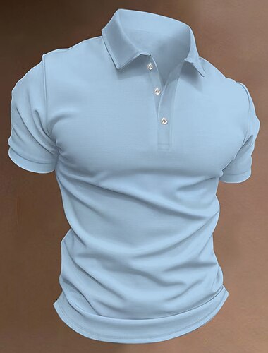  Homens Camisas Polo Camisas Polo Esportivas Casual Feriado Lapela Manga Curta Moda Básico Tecido Botões Verão Normal Branco Azul Marinha Camisas Polo
