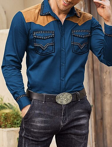  Per uomo Stampe Grafiche Cowboy Camicia Camicia Western Camicia da cowboy Manica Lunga Moda Streetwear Designer Quotidiano All'aperto Autunno & Inverno Collo ripiegato Stampato Blu Nero Rosso Cachi