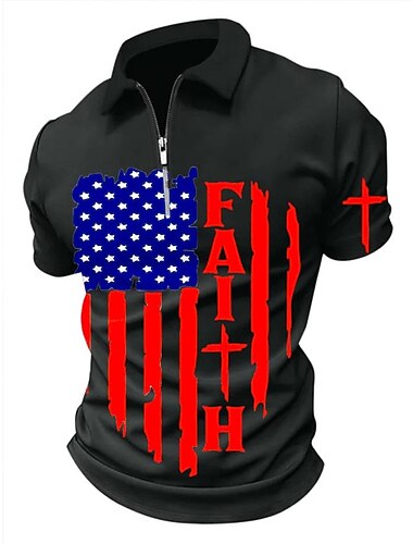  בגדי ריקוד גברים נוצרי חולצות פולו עם רוכסן חולצת גולף שרוולים קצרים חולצות פולו חולצות עם צווארון וינטאג' יום יומי בגדי נופש בגדי פסטיבלים תלבושות למסיבה הדפסת תלת מימד רבע זיפ פולו פול שחור צהוב