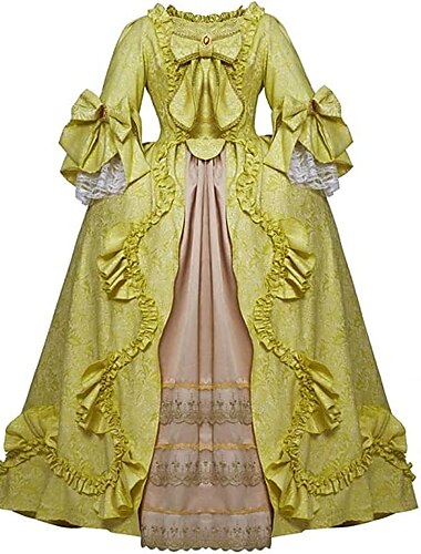  Vintage Rokoko Viktorianisch Renaissance Prinzessin Kolonial Ballkleid Damen Kostüm Jahrgang Cosplay Leistung Party Halloween 3/4-Ärmel Maxi Prinzessin Übergröße Kleid Halloween
