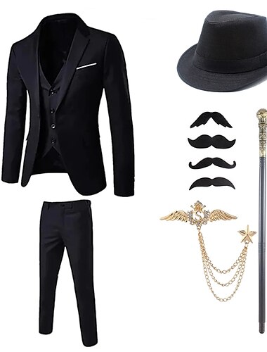  Retro / vintage Glada 20-talet 1920-talet Kläder Kostymer och kavajer Tillbehör set Herre Gangster Spänne Solid färg Nedvikt Herr Halloween Karnival Fest / afton Ledigt / vardag Fest / cocktail Vuxna