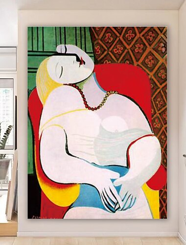  hecho a mano pintado a mano pintura al óleo arte de la pared pablo picasso le reve girl before a mirror tallado pintura decoración del hogar lienzo enrollado sin marco sin estirar