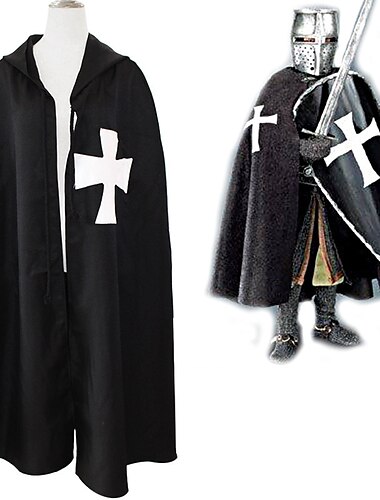  Retro Antiguo Medieval Renacimiento Capa Feria del Renacimiento Caballero Vikingo Cruzado Color sólido Hombre Vikingo Mascarada Fiesta Adulto Capa