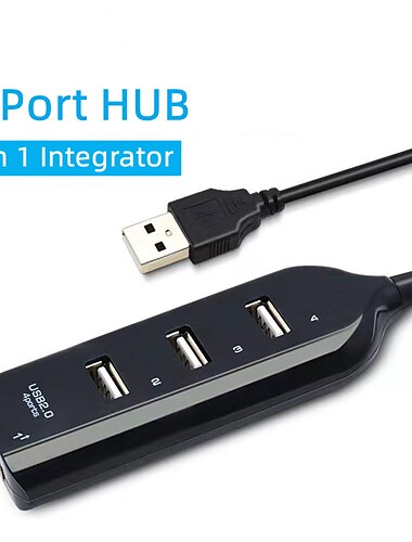  USB 2.0 Hub 4 Porti 4 IN 1 Hub USB con USB2.0*1 5V / 2A Erogazione di potenza Per Laptop PC