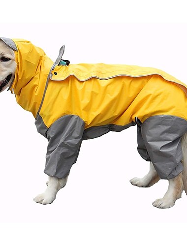  Hunde-Regenmantel mit Kapuze Wasserdichter 4-Bein-Haustier-Regenmantel für kleine mittelgroße Hunde