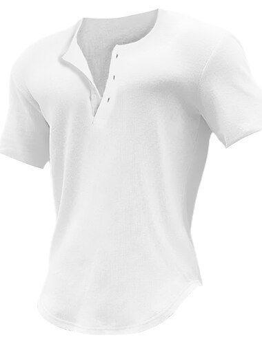  Herren T-Shirt mit Knöpfen Henley Hemd T-Shirt Kurze Ärmel Henley Sommer Einfach Mode Designer Basic Urlaub Straße Ausgehen Schwarz Weiß Blau Top T-Shirt für Herren