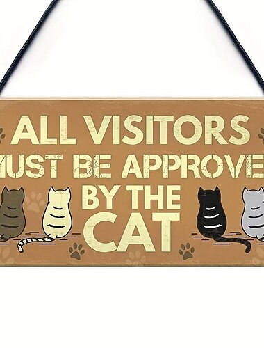  Letrero de madera para mascotas de tablero compuesto de 1 pieza, decoración de letrero de gato de madera artística, letrero de madera para mascotas de gato de interior