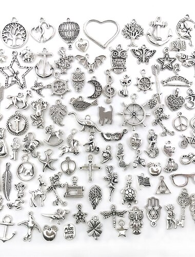  100 pièces lots en vrac fabrication de bijoux breloques en argent mélangé lisse tibétain argent métal breloques pendentifs bricolage pour collier bracelet fabrication de bijoux et artisanat