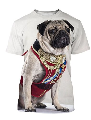  Dier Hond Mopshond T-Shirt Anime 3D Grafisch Voor Voor Stel Voor heren Dames Volwassenen Maskerade 3D afdrukken Casual / Dagelijks