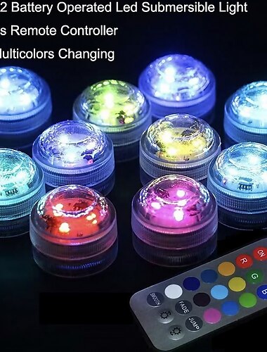  mini luci a led sommergibili rgb lampada a candela subacquea ip68 dimmerabile per acquario vaso stagno piscina festa in giardino vasca da bagno con telecomando