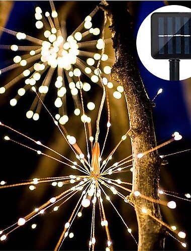  zonne-verlichting outdoor led starburst lichten led vuurwerk boeket outdoor solar tuinverlichting 40 takken 200led opknoping bezem koperdraad lantaarn outdoor party festival kerst waterdicht