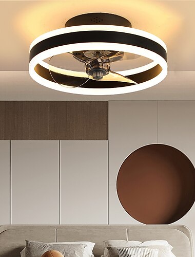  Deckenventilatoren mit Beleuchtung Unterputz-Innendeckenventilator mit niedrigem Profil, 18,7-Zoll-Deckenventilatoren ohne Flügel, dimmbar, mit Fernbedienung, intelligente 3 Farben, 6