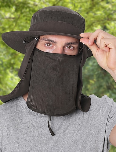  Sombrero de sol de ala ancha para adultos, sombrero de cubo con tapa para la cara del cuello, protección uv, sombrero antimosquitos para pesca, senderismo y exteriores