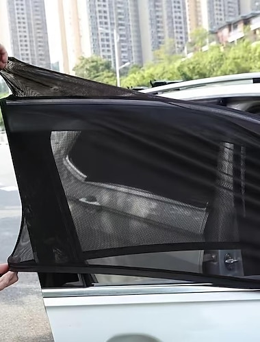  4PCS Bilfönsterskydd Myggnätsgardiner Elastisk Andningsfunktion Till Stadsjeep Universell Främre fönster Sidofönster INTEGRITET Sol Nät Nylon 20*6*5 cm