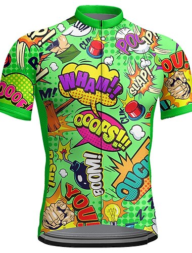  Voor heren Wielrenshirt Grafisch Letter en nummer Grappig Korte mouw Fietsen Shirt Kleding Bovenlichaam met 3 achterzakken Bergracen Wegwielrennen Sneldrogend Reflecterende strips Achterzak