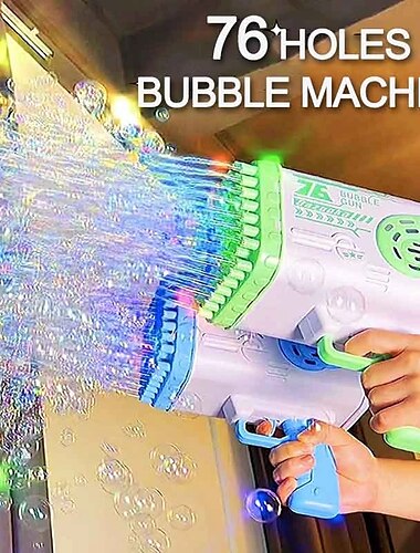  Pistolet à bulles trous de fusée bulles de savon forme de mitraillette souffleur automatique avec lumière jouets pour enfants pomperos cadeau de fête des enfants