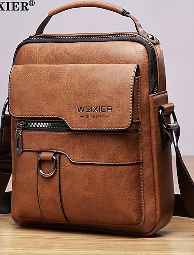  Weixier сумка через плечо мужская сумка через плечо винтажная кожаная вертикальная деловая мужская повседневная кожаная сумка сумка-портфель для мужчин
