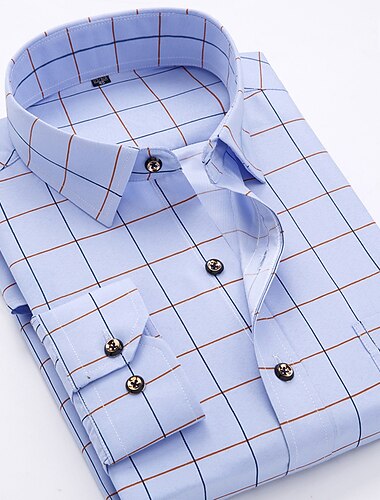  Voor heren Overhemd Strijkvrij overhemd Stretch Plaid / Gestreept / Chevron Bruiloft Toimisto & ura Licht Roze Licht Blauw Zwart Wit Strijkijzer Lente zomer Alle seizoenen Kleding