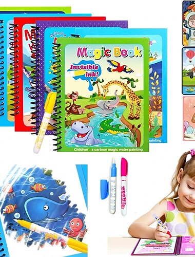  1 zestaw dzieci malowanie zabawki do rysowania wielokrotnego użytku kolorowanka magiczna woda szkicownik sensoryczne zabawki do wczesnej edukacji dla dzieci