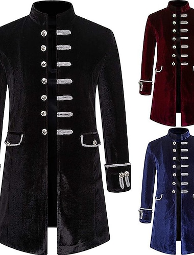  Retro vintage Punk & Gothic Middeleeuws Jas Trenchcoat Overkleding Ren Faire Prins Vampieren Heer Geruit Voor heren Piraat Koninklijk Stoompunk Maskerade Prestatie Evenement / Feest Toneel Volwassenen