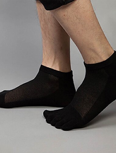  Herren 3 Paare Ankle Socken Zehensocken Niedrig geschnittene Socken Schwarz Weiß Farbe Glatt Freizeitskleidung Urlaub Wochenende Gitter Mittel Sommer Frühling & Herbst Stilvoll Brautkleider schlicht