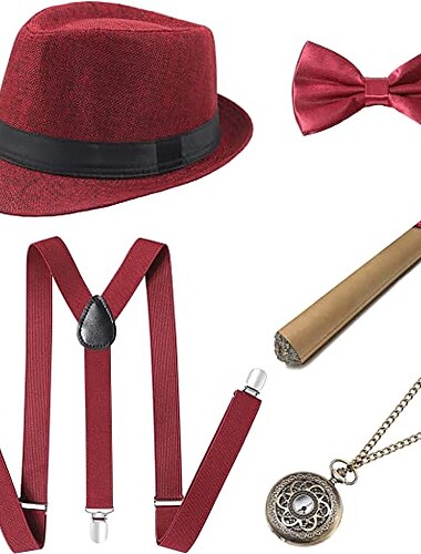  1920er Jahre Herren Kostüm Fedora Hatgatsby Gangster Weste Vintage Taschenuhrvorgebundene Fliege