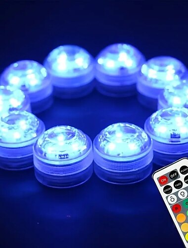  10pcs Submersible LED Lights Underwater Multicolor Lights Waterproof Remote Controlled RGB Swimming Pool Suitable for Tub Pond Vases Aquariums