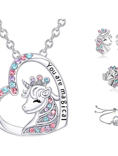  collar de unicornio lindo colorido diamante accesorios collar regalo
